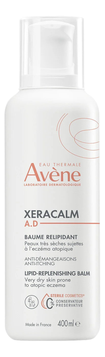 Baume Anti-Démangeaisons Relipidante Ecéma Atopique EAU THERMALE AVENE XERACALM A.D Baume relipidant apaise les démangeaisons dues à la sécheresse de la peau et respecte le microbiome cutané 400ml